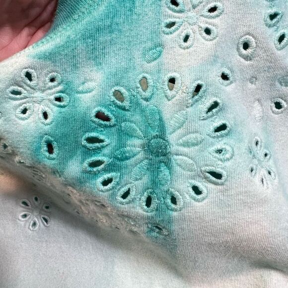 Boden Arabella Eyelet Ombré Tie-dyed Crewneck Pullover Sweatshirt, Women’s Small - Picture 9 of 13